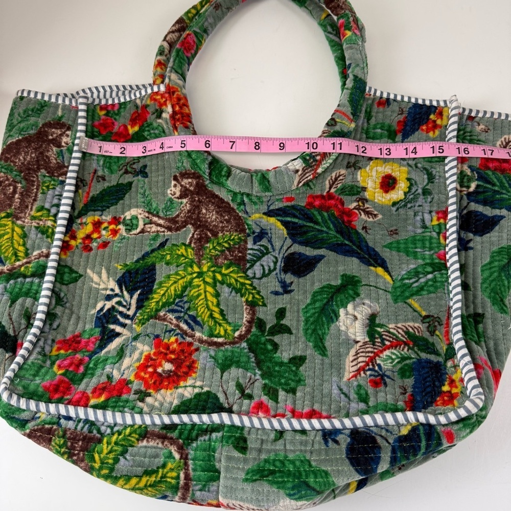 Monkey Print Bag Tote Bag Market Bag Velvet Bag Quilted Bags Multicolor - Picture 9 of 13